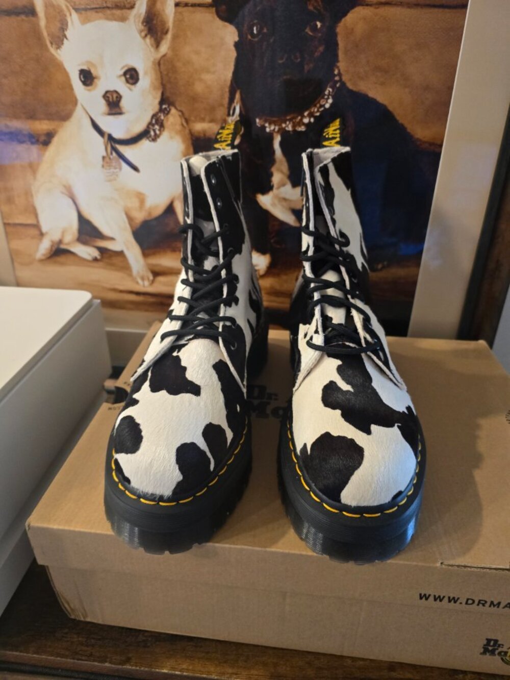 Dr. Martens Jadon Hair-On Cow Print Platform Boots Men's 11 31094934 RARE NEW